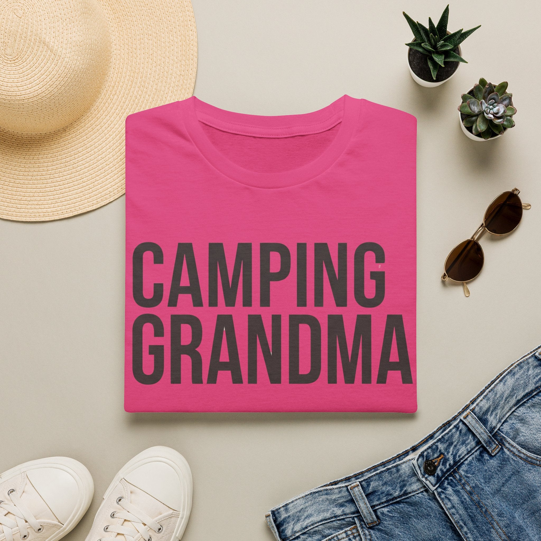Camping Grandma Text T-shirt