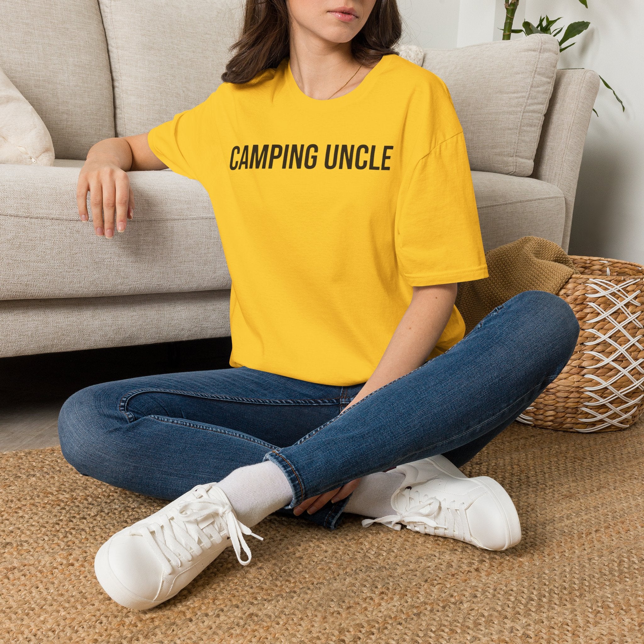 Camping Uncle Text T-shirt