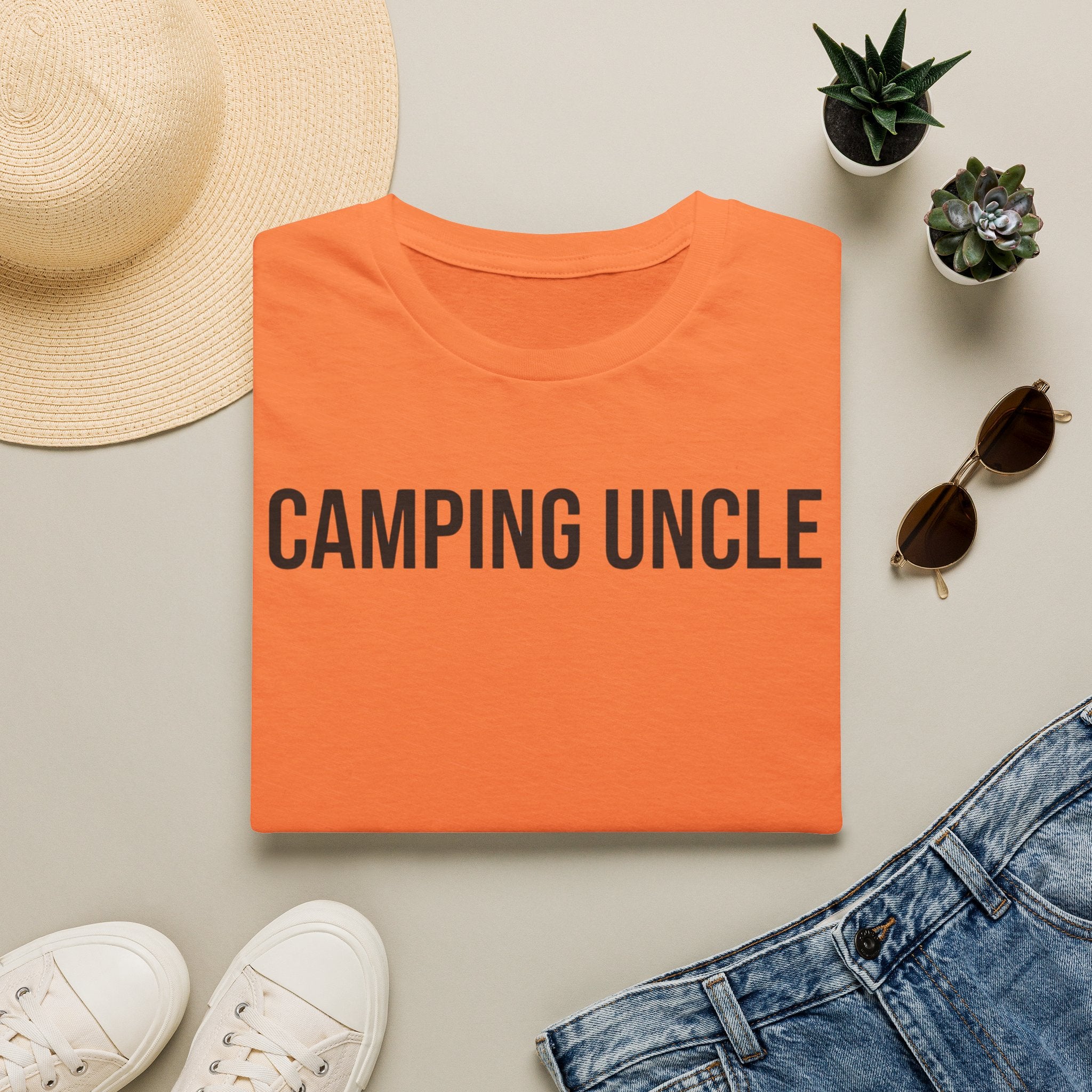 Camping Uncle Text T-shirt