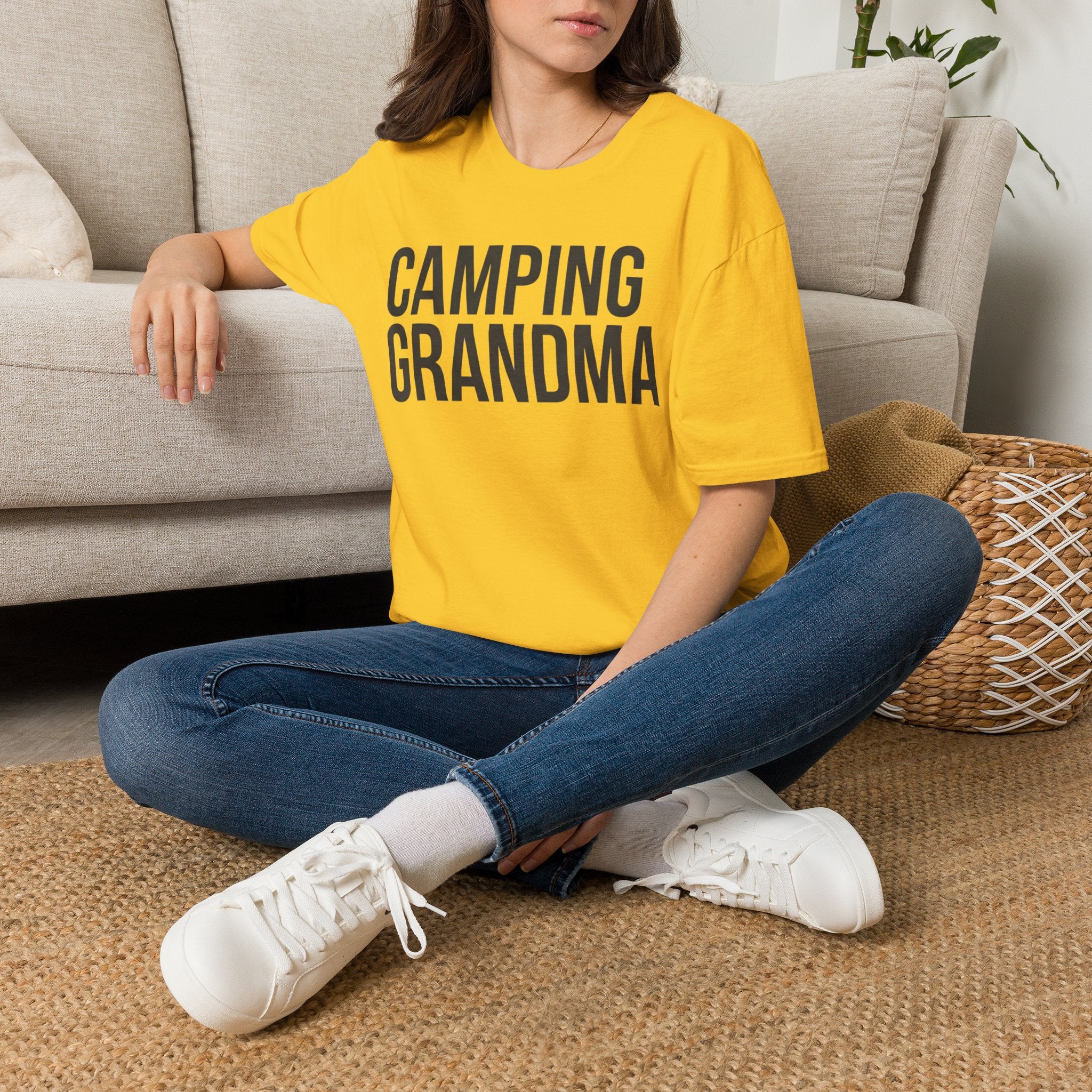 Camping Grandma Text T-shirt