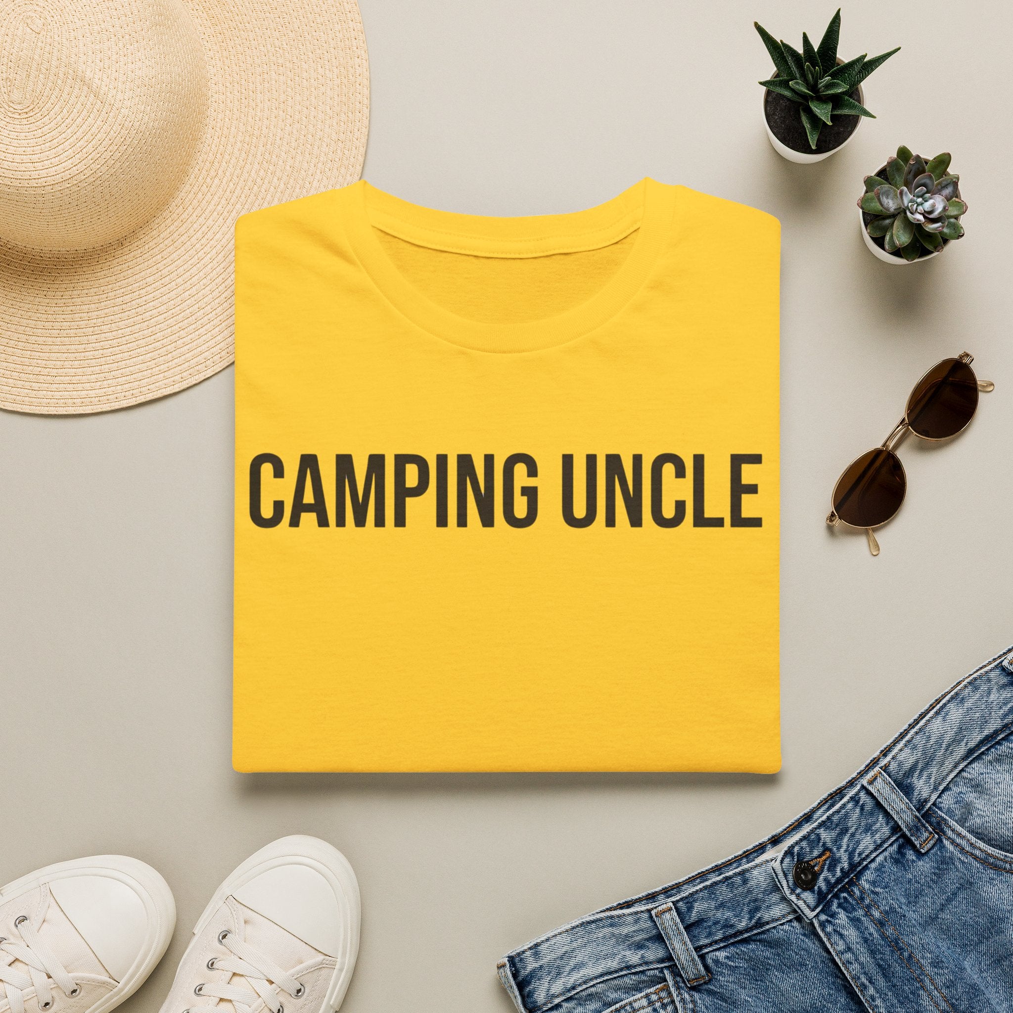Camping Uncle Text T-shirt